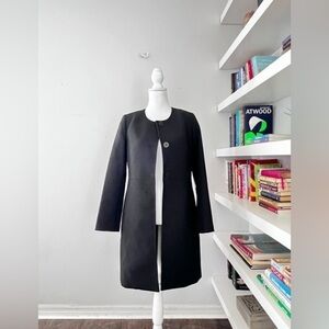 Talbots button front black mid weight coat size 6